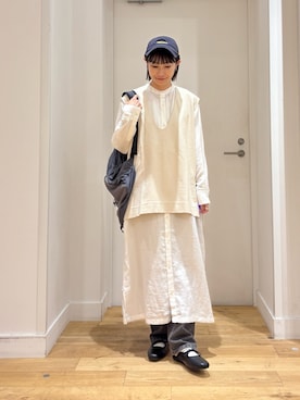 「FORK&SPOON（フォークアンドスプーン）のFORK&SPOON　ジャガードUネックベスト（ベスト）」を使った、yokoo さん（レディース・156cm）の秋コーディネート