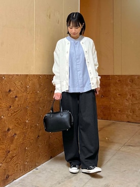 「アイテム（カーディガン/ボレロ、ホワイト系）」を使った、imari さん（レディース・156cm）の春コーディネート