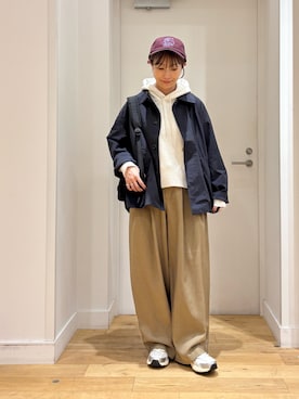 「アイテム（ステンカラーコート）」を使った、yokoo さん（レディース・156cm）の秋コーディネート