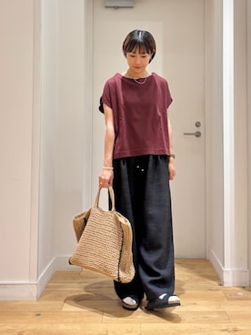 「BIRKENSTOCK（ビルケンシュトック）のBIRKENSTOCK　EXCLUSIVE ARIZONA WB(NR)（サンダル）」を使った、yokoo さん（レディース・156cm）の夏コーディネート