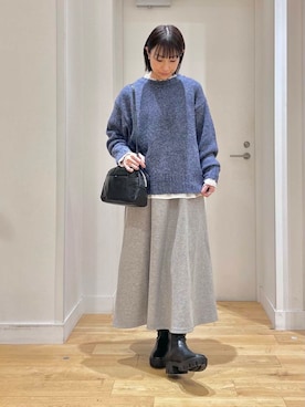 「URBAN RESEARCH DOORS（アーバンリサーチドアーズ）のピンタックフリルスタンドカラーブラウス（シャツ/ブラウス）」を使った、yokoo さん（レディース・156cm）の冬コーディネート