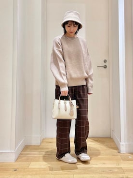 「アイテム（ハット）」を使った、yokoo さん（レディース・156cm）の冬コーディネート