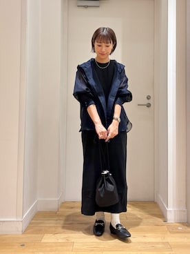 「URBAN RESEARCH DOORS（アーバンリサーチドアーズ）のシアーフーディーシャツ（シャツ/ブラウス、ブルー系）」を使った、yokoo さん（レディース・156cm）の秋コーディネート