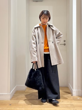 「アイテム（ジャケット/アウター、ベージュ系）」を使った、yokoo さん（レディース・156cm）の冬コーディネート