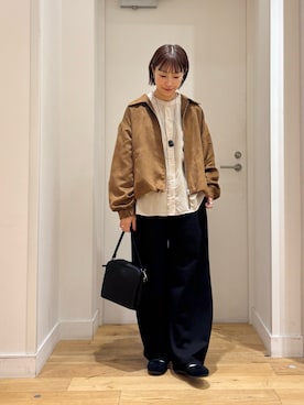 「URBAN RESEARCH DOORS（アーバンリサーチドアーズ）のスウェードライクブルゾン（ブルゾン、イエロー系）」を使った、yokoo さん（レディース・156cm）の秋コーディネート