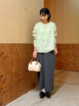 「RODE SKO（ロデスコ）のラウンドミニボストンバッグ（ボストンバッグ）」を使った、yokoo さん（レディース・156cm）の春コーディネート