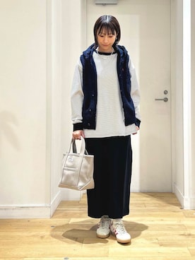 「GYMPHLEX（ジムフレックス）のGYMPHLEX　BOA HOODED VEST（その他アウター）」を使った、yokoo さん（レディース・156cm）の秋コーディネート