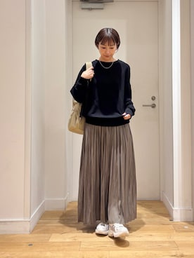 「アイテム（バックパック/リュック、ベージュ系）」を使った、yokoo さん（レディース・156cm）の秋コーディネート