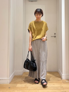 「URBAN RESEARCH DOORS（アーバンリサーチドアーズ）のフラワードットプリーツスカート（スカート）」を使った、yokoo さん（レディース・156cm）の夏コーディネート