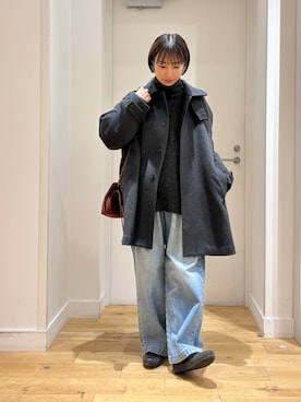 「アイテム（ステンカラーコート）」を使った、yokoo さん（レディース・156cm・30代）の冬コーディネート