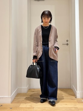 「アイテム（ノーカラージャケット）」を使った、yokoo さん（レディース・156cm）の秋コーディネート