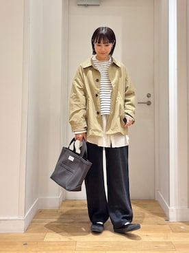 「アイテム（ステンカラーコート）」を使った、yokoo さん（レディース・156cm）の秋コーディネート