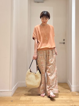 「URBAN RESEARCH DOORS（アーバンリサーチドアーズ）のタックフライスフレンチTシャツ（Tシャツ/カットソー、レッド系）」を使った、yokoo さん（レディース・156cm）の春コーディネート