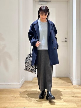 「URBAN RESEARCH DOORS（アーバンリサーチドアーズ）のウールリバーテーラードコート（その他アウター）」を使った、yokoo さん（レディース・156cm）の冬コーディネート