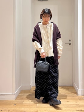 「アイテム（ボストンバッグ）」を使った、yokoo さん（レディース・156cm）の冬コーディネート