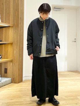 「FORK&SPOON」｜「アイテム（ノーカラージャケット）」を使った、yokoo さん（レディース・156cm）の秋コーディネート