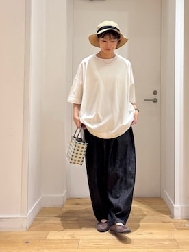 「アイテム（バレエシューズ）」を使った、yokoo さん（レディース・156cm）の夏コーディネート