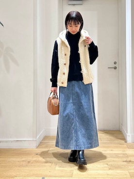 「GYMPHLEX（ジムフレックス）のGYMPHLEX　BOA HOODED VEST（その他アウター）」を使った、yokoo さん（レディース・156cm）の秋コーディネート