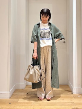 「柄物」｜「アイテム（ワンピース/ドレス）」を使った、imari さん（レディース・156cm）の夏コーディネート