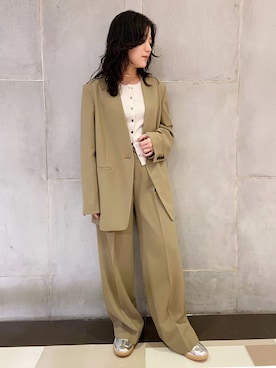 「Lilas（リラ）のホールダイヤ1pサイドチェーンネックレス K18（ネックレス、ゴールド系）」を使った、asukaさん（レディース・157cm）の冬コーディネート
