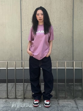 「XLARGE（エクストララージ）のRHINESTONE LOGO S/S TEE（Tシャツ/カットソー、ピンク系）」を使った、あんりさん（レディース・160cm）の夏コーディネート