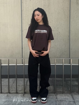 「XLARGE（エクストララージ）のSIDE CUTTING PANTS（その他パンツ、ブラック系）」を使った、あんりさん（レディース・160cm）の夏コーディネート