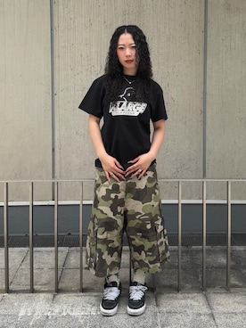 「XLARGE（エクストララージ）のOLD OG S/S TEE（Tシャツ/カットソー、ブラック系）」を使った、あんりさん（レディース・160cm）の夏コーディネート