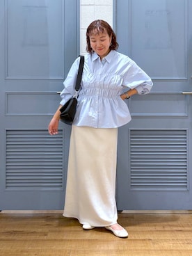 「LOWRYS FARM（ローリーズファーム）の【500mlペットボトル収納可】フラップショルダーＢＡＧ 1046881（ショルダーバッグ、ブラック系）」を使った、ももさん（レディース・157cm）の秋コーディネート
