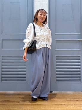 「LOWRYS FARM（ローリーズファーム）の【500mlペットボトル収納可】フラップショルダーＢＡＧ 1046881（ショルダーバッグ、ブラック系）」を使った、ももさん（レディース・157cm）の秋コーディネート