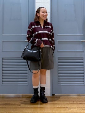 「LOWRYS FARM（ローリーズファーム）のアイテム（ハンドバッグ）」を使った、ももさん（レディース・157cm）の秋コーディネート