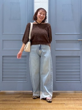 「LOWRYS FARM（ローリーズファーム）の【500mlペットボトル収納可】フラップショルダーＢＡＧ 1046881（ショルダーバッグ、ホワイト系）」を使った、ももさん（レディース・157cm）の夏コーディネート