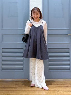 「LOWRYS FARM（ローリーズファーム）のAラインミニキャミワンピース 1047089（スカート、グレー系）」を使った、ももさん（レディース・157cm）の秋コーディネート