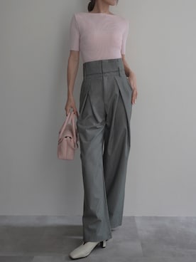 「Rashik（ラシク）の【Rashik】リブボートネックプルオーバー（Tシャツ/カットソー、ピンク系）」を使った、【公式】Rashikさん（レディース・157cm）の夏コーディネート
