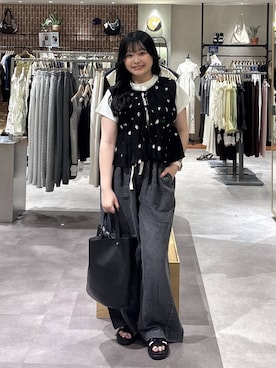 「LOWRYS FARM（ローリーズファーム）のフライスチビＴＥＥ 637055（Tシャツ/カットソー、ホワイト系）」を使った、るーちゃんさん（レディース）の夏コーディネート