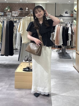 「LOWRYS FARM（ローリーズファーム）のニットパンプス 635642（パンプス、ブラック系）」を使った、るーちゃんさん（レディース）の春コーディネート