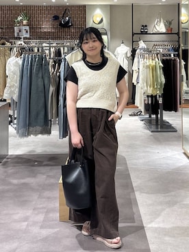 「LOWRYS FARM（ローリーズファーム）のフライスチビＴＥＥ 637055（Tシャツ/カットソー、ブラック系）」を使った、るーちゃんさん（レディース）の夏コーディネート