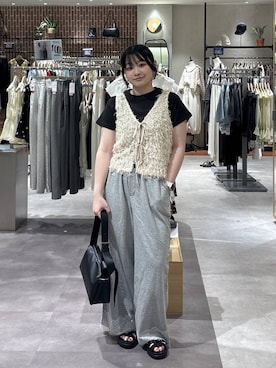 「LOWRYS FARM（ローリーズファーム）のフライスチビＴＥＥ 637055（Tシャツ/カットソー、ホワイト系）」を使った、るーちゃんさん（レディース）の夏コーディネート