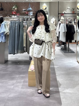 「LOWRYS FARM（ローリーズファーム）のシシュウミニワンピースＳＳ　1046529（ワンピース、ホワイト系）」を使った、るーちゃんさん（レディース）の夏コーディネート