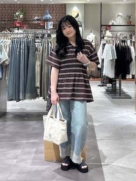 「アイテム（ネックレス、ベージュ系）」を使った、るーちゃんさん（レディース・153cm）の夏コーディネート
