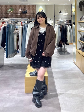「LOWRYS FARM（ローリーズファーム）のアイテム（ワンピース）」を使った、るーちゃんさん（レディース・153cm）の秋コーディネート