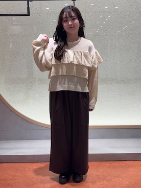 「アイテム（タンクトップ、シルバー系）」を使った、るーちゃんさん（レディース・153cm）の冬コーディネート