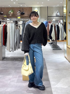 「アイテム（ハンドバッグ、イエロー系）」を使った、るーちゃんさん（レディース・153cm）の秋コーディネート