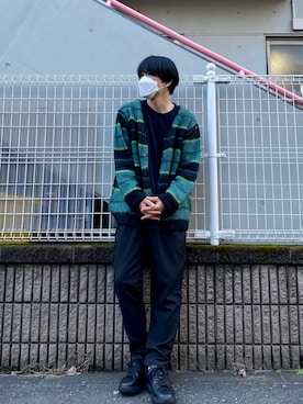 「アイテム（カーディガン/ボレロ）」を使った、UIさん（メンズ・174cm）の秋コーディネート