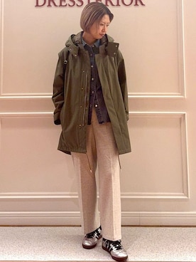 「アイテム（モッズコート、グリーン系）」を使った、renaさん（レディース・165cm）の冬コーディネート