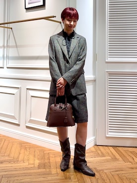 「DRESSTERIOR（ドレステリア）の【セットアップ可】ネップツイード ジャケット（Tailored jacket、グレー系）」を使った、renaさん（レディース・165cm）の秋コーディネート