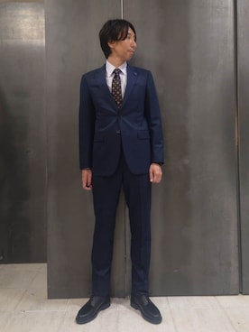 「アイテム（スーツセット、ブルー系）」を使った、kawamuさん（メンズ・183cm）の秋コーディネート