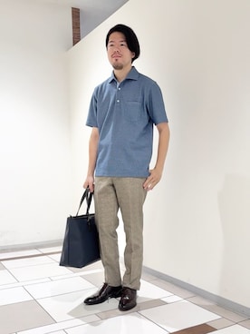 「TAKEO KIKUCHI（タケオキクチ）のアイテム」を使った、及川さん（メンズ・170cm）の夏コーディネート