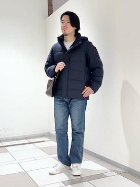 「アイテム（ダウンジャケット/コート）」を使った、及川さん（メンズ・170cm）の冬コーディネート