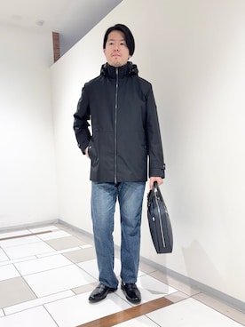 「アイテム（ビジネスバッグ）」を使った、及川さん（メンズ・170cm）の春コーディネート