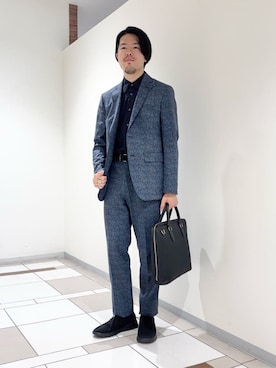 「アイテム（ビジネスバッグ）」を使った、及川さん（メンズ・170cm）の春コーディネート